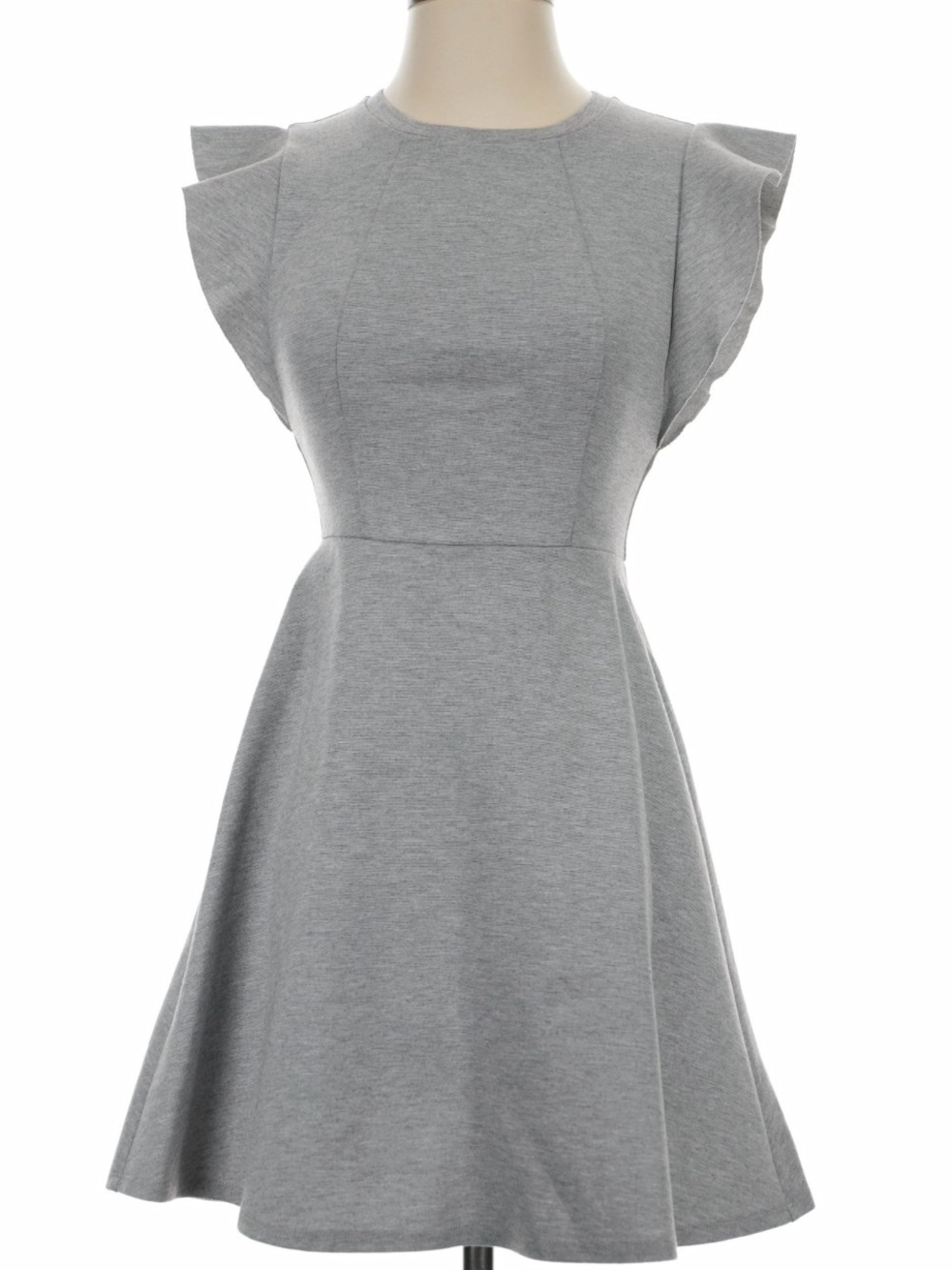 BCBGeneration Grey Short Sleeve Fit-and-Flare Mini Dress